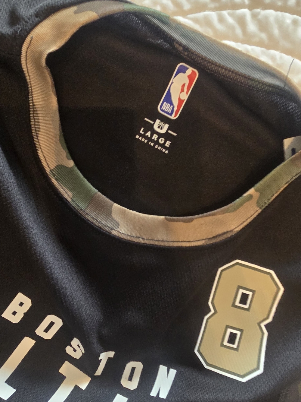 NBA Boston Celtics Black Jersey with Camo Trim and Gold Number - Picture 2 of 4